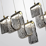 Подвесной светильник линейный с плафонами волнистой формы из фактурного стекла Big Wave варинант исполнения - 5 | Loft Concept в Воронеже