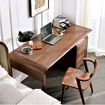 Стол рабочий округлой формы с 3-мя ящиками  Working Moonnut Table варинант исполнения - 6 | Loft Concept в Воронеже