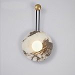 Бра круглое с каменным основанием и плафоном из стекла в форме шара Shaw Marble Lighting варинант исполнения - 1 | Loft Concept в Воронеже