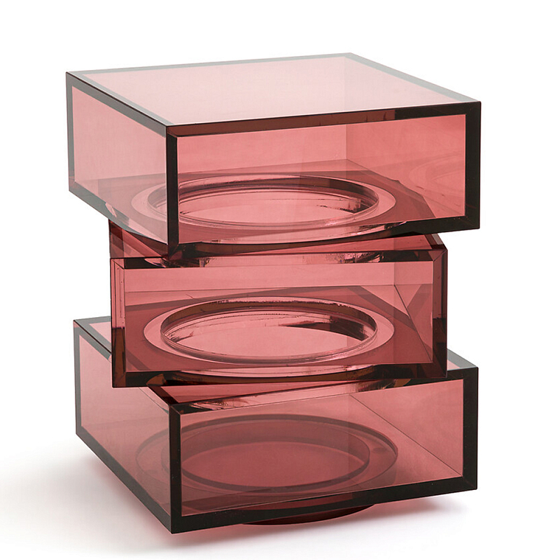 Стол журнальный в форме кубов Acrylic Furniture Lumina Crimson Clarity Прозрачный красный в Воронеже | Loft Concept 