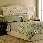 Кровать двуспальная бежевая с основанием из массива дуба с мягким изголовьем Flax Beds варинант исполнения - 1 | Loft Concept в Воронеже