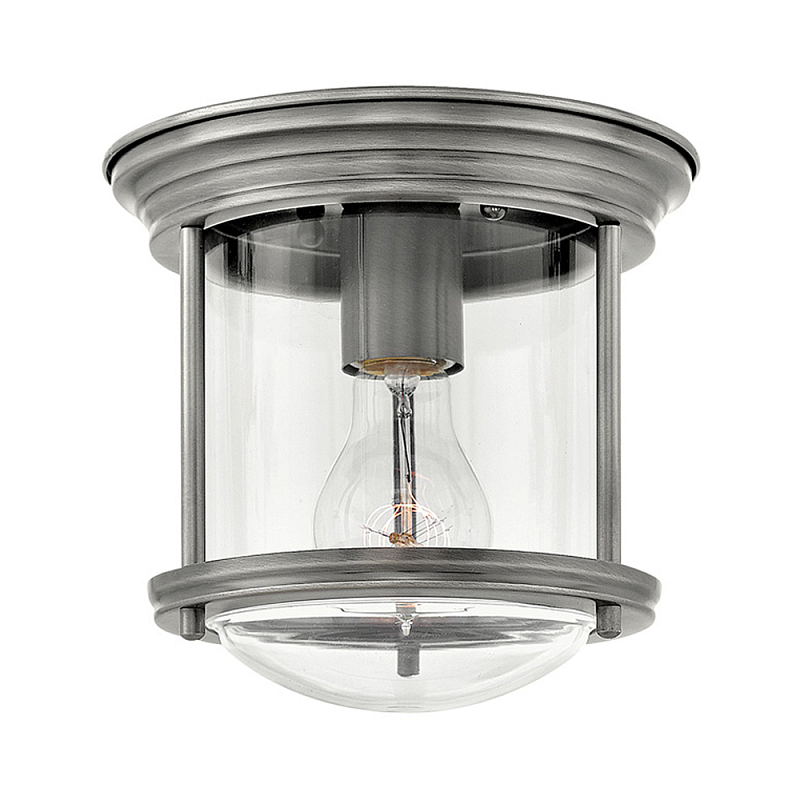 Потолочный светильник для ванных комнат с цилиндрическим стеклянным плафоном и одной лампой Hinkley Никель Белый Бронза Прозрачное Стекло Хром в Воронеже | Loft Concept 