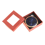 Зеркало карманное круглое двухстороннее из натурального камня Содалит в подарочной упаковке Gold Stone Mirrors варинант исполнения - 3 | Loft Concept в Воронеже