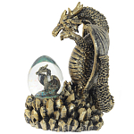 Декоративная статуэтка Дракон и стеклянное яйцо Dragon and Glass Egg Gold Black варинант исполнения - 4 | Loft Concept в Воронеже