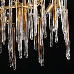 Люстра линейная золотого цвета с декоративными ветвями и длинными стеклянными подвесками в форме сосулек Droplet Chandelier варинант исполнения - 5 | Loft Concept в Воронеже