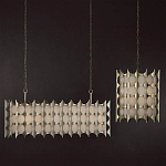 Люстра овальной формы с фактурным серебряным каркасом и тканевым абажуром Silver Honeycomb варинант исполнения - 5 | Loft Concept в Воронеже