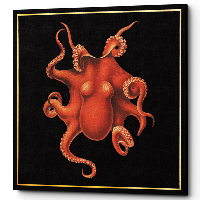 Постер Octopus Poster Черный Красный в Воронеже | Loft Concept 