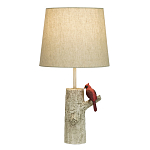 Настольная лампа с тканевым абажуром и основанием в виде птицы на дереве Simurq варинант исполнения - 1 | Loft Concept в Воронеже