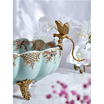 Чаша из голубого фарфора на бронзовых ножках с рисунком цветов и фигурками стрекоз Blue Garden варинант исполнения - 6 | Loft Concept в Воронеже