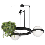 Подвесной светильник с 2-мя шарообразными плафонами и цилиндрическим спотом Light of Еyes варинант исполнения - 6 | Loft Concept в Воронеже