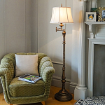 Торшер классического стиля цвета темная бронза с бежевым льяным абажуром Feiss варинант исполнения - 2 | Loft Concept в Воронеже