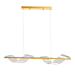 Люстра линейная золотистого цвета с двумя прозрачными волнистыми элементами Wave Line варинант исполнения - 2 | Loft Concept в Воронеже