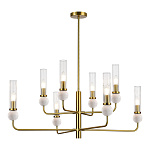 Люстра с 8-ю плафонами в форме стеклянных трубок и мраморных декоративных элементов Montreal варинант исполнения - 7 | Loft Concept в Воронеже