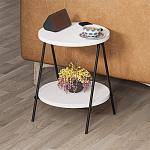 Стол приставной с 2-мя круглыми белыми столешницами ESSEL SIDE TABLE WHITE варинант исполнения - 8 | Loft Concept в Воронеже