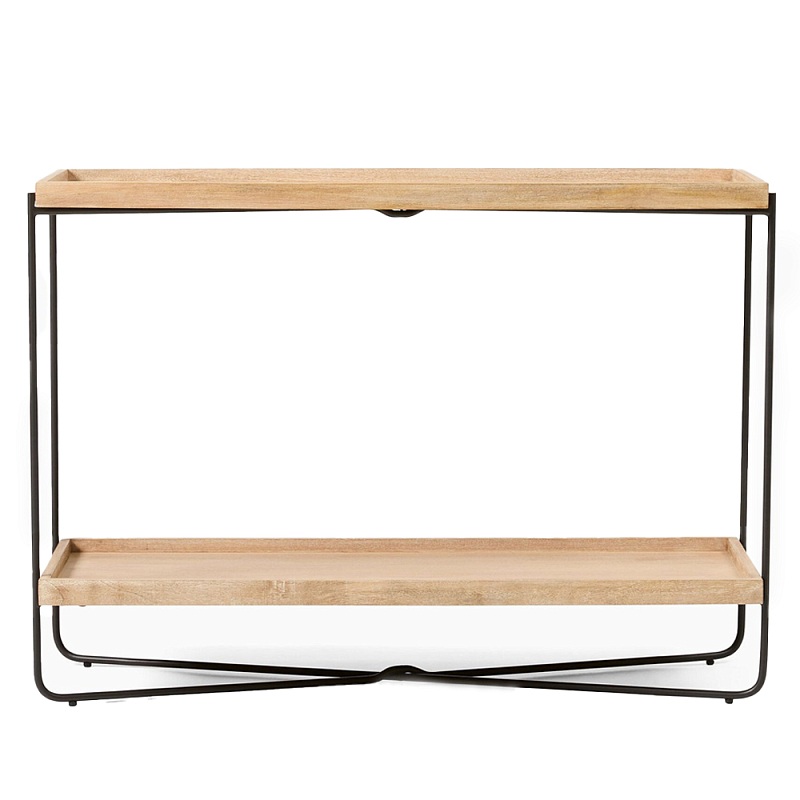 Консоль деревянной столешницей и полкой Wooden Table Top and Shelf Бежевый Черный Консоль деревянной столешницей и полкой Wooden Table Top and Shelf Бежевый Черный в Воронеже | Loft Concept