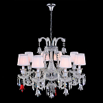 Люстра с 8-ю белыми текстильными абажурами и хрустальными подвесками Lustre Reverie варинант исполнения - 2 | Loft Concept в Воронеже