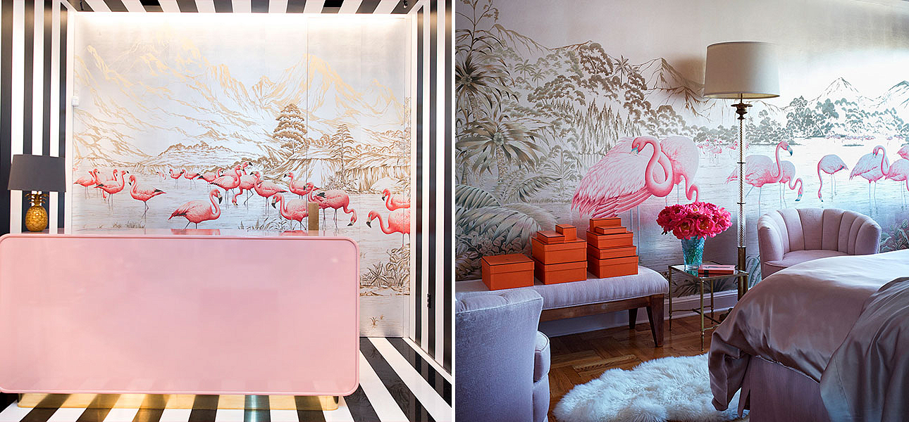 Обои ручная роспись Flamingos Flamingo on Tarnished Silver gilded Xuan paper Обои ручная роспись Flamingos Flamingo on Tarnished Silver gilded Xuan paper - Loft-Concept в Воронеже