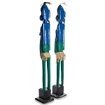 Комплект из 2-х деревянных статуэток Asmat Statuettes Blue Green варинант исполнения - 5 | Loft Concept в Воронеже