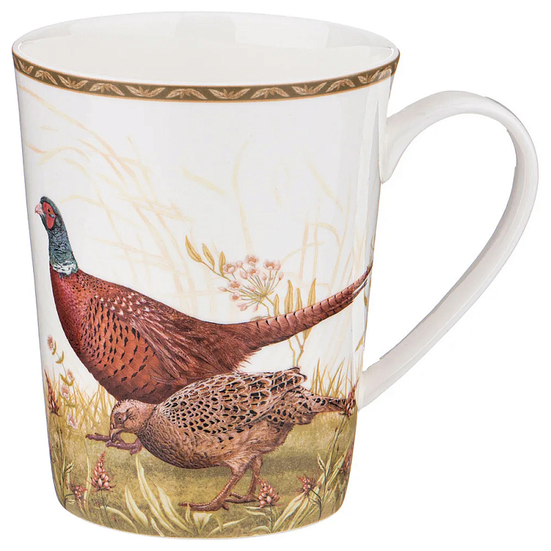 Кружка из фарфора с изображением фазанов 480 мл Hunting Porcelain Collection Белый Коричневый Мульти Кружка из фарфора с изображением фазанов 480 мл Hunting Porcelain Collection Белый Коричневый Мульти в Воронеже | Loft Concept