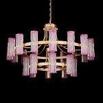 Люстра двухъярусная круглая с текстурными цилиндрическими плафонами Glimpse варинант исполнения - 1 | Loft Concept в Воронеже