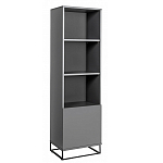 Стеллаж книжный цвета графит с 3-мя открытыми полками и дверкой Strict Lines варинант исполнения - 1 | Loft Concept в Воронеже