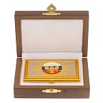 Визитница карманная металлическая с гравюрой Герба России в подарочной коробке Gold Metal Business Card Holders варинант исполнения - 3 | Loft Concept в Воронеже