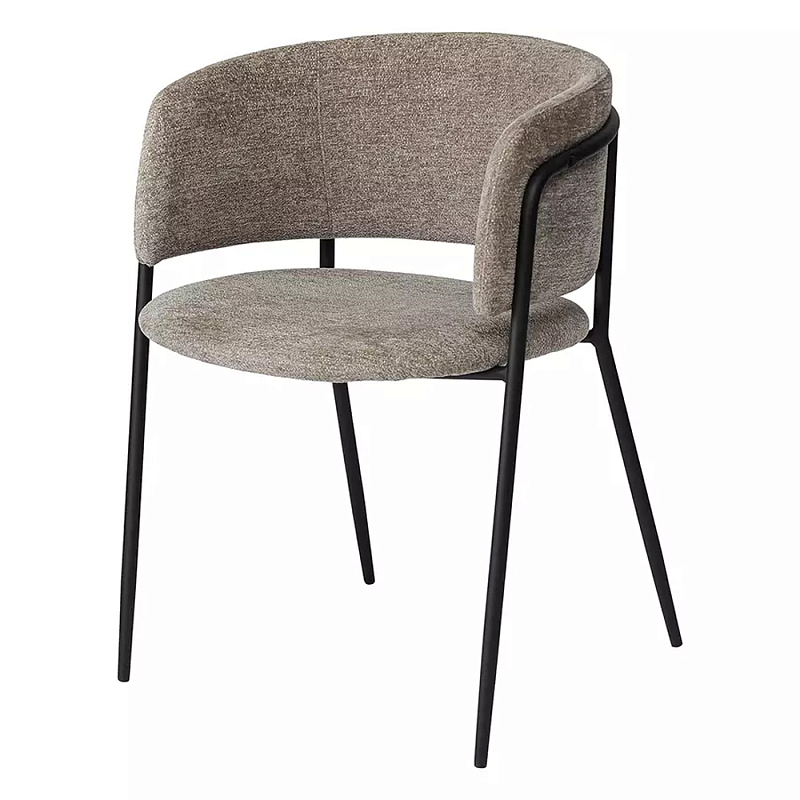 Стул полукруглый с каркасом из металла и мягким сиденьем и спинкой Soft Chenille Черный Капучино Стул полукруглый с каркасом из металла и мягким сиденьем и спинкой Soft Chenille Черный Капучино в Воронеже | Loft Concept