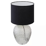Настольная лампа с черным цилиндрическим тканевым абажуром и фактурным прозрачным основанием Black Cone варинант исполнения - 1 | Loft Concept в Воронеже