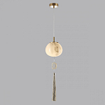Подвесной светильник с шарообразным плафоном из белого стекла с подвеской из камня и кисточкой Agatelle варинант исполнения - 4 | Loft Concept в Воронеже