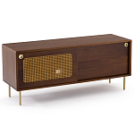 ТВ-тумба из ореха с плетеным декором Eland Wooden Wicker TV Stand варинант исполнения - 1 | Loft Concept в Воронеже