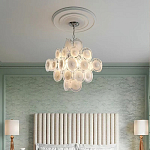 Люстра  с каскадом из круглых декоративных элементов  White Clear Glass Chandelier варинант исполнения - 5 | Loft Concept в Воронеже