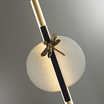 Подвесной светильник с шарообразным плафоном из алебастра и бронзовой декоративной стрекозой Alaris  варинант исполнения - 6 | Loft Concept в Воронеже