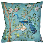 Подушка декоративная с изображением птицы в саду Chinoiserie Peacock in the Garden Cushion варинант исполнения - 1 | Loft Concept в Воронеже
