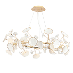 Люстра круглая с белыми лепестками из керамики и прозрачными хрустальными цветками Диаметр 82 см Wintery flovers варинант исполнения - 1 | Loft Concept в Воронеже