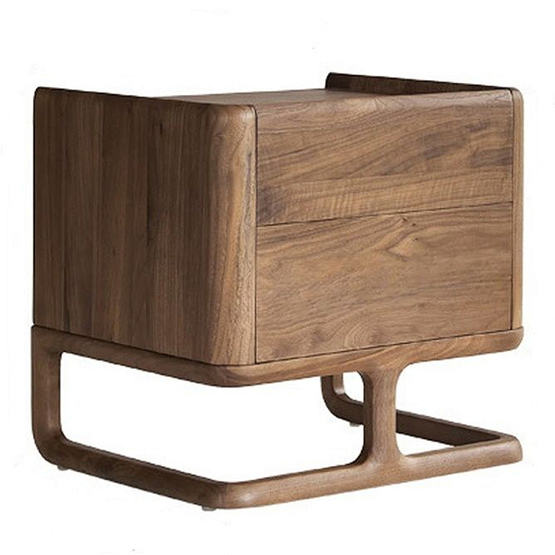 Прикроватный деревянный столик с 2-мя ящиками Moon Walnut Furniture Орех Прикроватный деревянный столик с 2-мя ящиками Moon Walnut Furniture Орех в Воронеже | Loft Concept