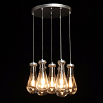 Люстра с 7-ю прозрачными плафонами из стекла в форме капли на круглом потолочном основании цвета хром Lucid Rain  варинант исполнения - 3 | Loft Concept в Воронеже