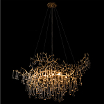 Подвесная люстра в виде ветвей деревьев золотого цвета с прозрачными подвесками-каплями 10 и 14 ламп Droplet Chandelier варинант исполнения - 4 | Loft Concept в Воронеже