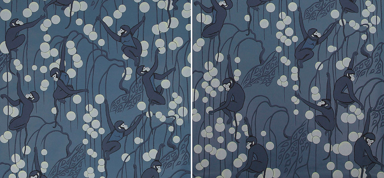 Обои ручная роспись Deco Monkeys Parisian Blue on dyed paper Обои ручная роспись Deco Monkeys Parisian Blue on dyed paper - Loft-Concept в Воронеже
