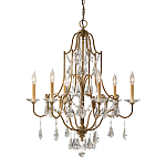 Люстра в бронзовом цвете с 6-ю лампами в форме свечей со стеклянными подвесками в классическом стиле Feiss варинант исполнения - 1 | Loft Concept в Воронеже