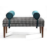 Банкетка Banquette PIED DE POULE с принтом гусиная лапка и синими подлокотниками  варинант исполнения - 1 | Loft Concept в Воронеже