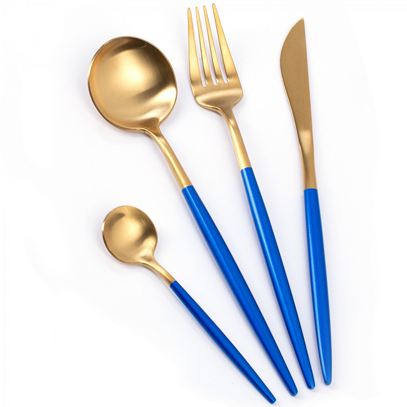 Столовые приборы Gold and Blue Золотой Синий Столовые приборы Gold and Blue Золотой Синий в Воронеже | Loft Concept