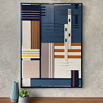 Панно из шнура Синяя геометрическая абстракция wall panel line Blue варинант исполнения - 1 | Loft Concept в Воронеже