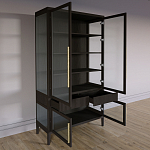 Витрина Primo со стеклянными фасадами и 2 ящиками Темный орех варинант исполнения - 6 | Loft Concept в Воронеже