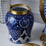 Ваза с насыщенным синим орнаментом и золотой крышкой Blue & White Ornament  варинант исполнения - 4 | Loft Concept в Воронеже