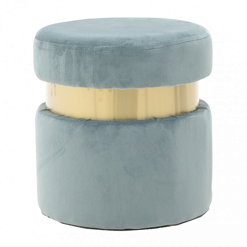 Пуф Golden Belt Pale Blue Голубой пастельный Золотой Пуф Golden Belt Pale Blue Голубой пастельный Золотой в Воронеже | Loft Concept