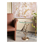 Столик с круглой стеклянной столешницей и корпусом в виде двух павлинов на ветке Table Two Peacocks варинант исполнения - 7 | Loft Concept в Воронеже