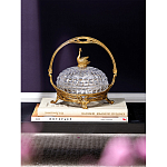 Конфетница из прозрачного рельефного стекла с ручкой и фигуркой лебедя Eden Garden варинант исполнения - 4 | Loft Concept в Воронеже