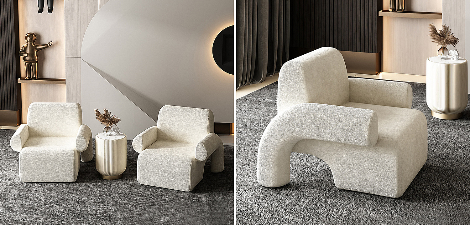 Кресло Odom White Boucle Armchair Кресло Odom White Boucle Armchair - Loft-Concept в Воронеже