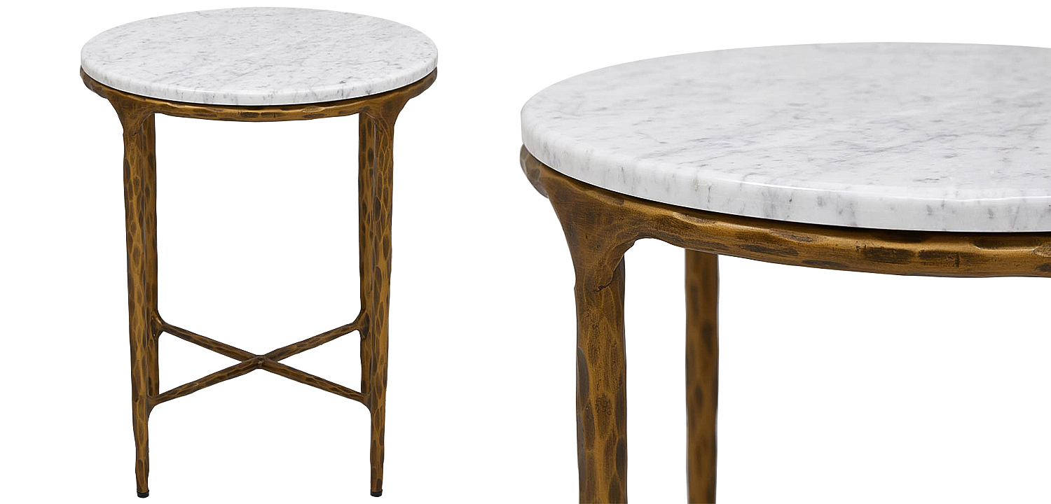 Приставной стол круглый с мраморной столешницей Randy Marble Round Coffee Table Приставной стол круглый с мраморной столешницей Randy Marble Round Coffee Table - Loft-Concept в Воронеже