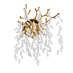 Бра золотого цвета с ветвями и белыми овальными стеклянными подвесками Droplet Chandelier варинант исполнения - 1 | Loft Concept в Воронеже